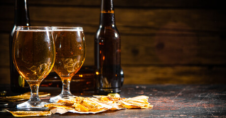 Beer and dried fish.