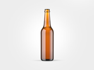 Beer cider or sparkling wine bottle isolated on white background in mock-up version with clean label for designers