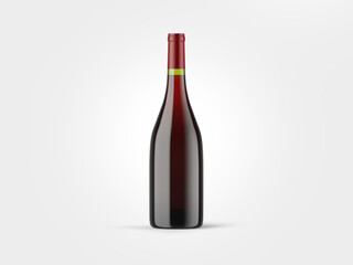 bottle of wine, champagne, cider or beer, dark brown, mockup with isolated background to be cut...