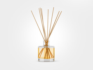 Perfume bottle with scented sticks, mockup with isolated background to be cut out, which can be...