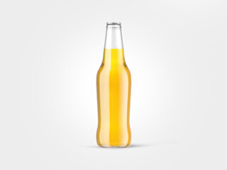 Beer cider or sparkling wine bottle isolated on white background in mock-up version with clean label for designers - 606764197