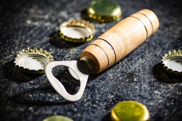 Beer opener with lids.