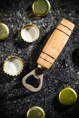 Beer opener with lids.
