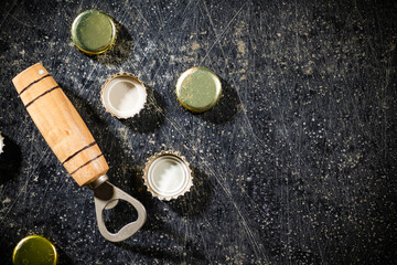 Beer opener with lids.