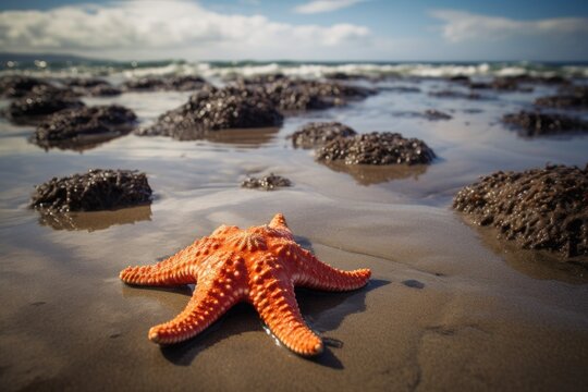 Starfish on the beach, Generative ai