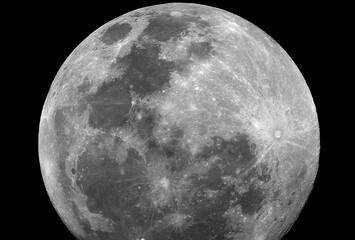 The waning gibbous Moon phase, taken with big telescope, some craters pop out from its surface.