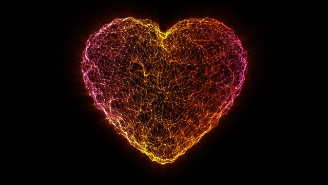 neon abstract heart on a black background