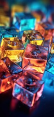 multicolord ice cubes melting in a party glass, ai tools generated image
