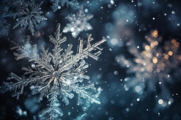 Ai generated illustration of sparkling snowflakes