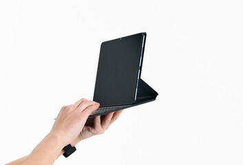 hand with laptop