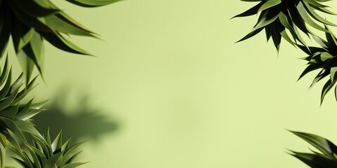 Agave leaves with leaves on the green background