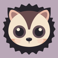 Cute hedgehog face illustration or sticker