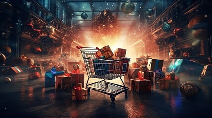 Cyber Monday, the biggest online shopping event, Generative Ai - obrazy, fototapety, plakaty