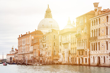 Grand Canal with gondolas in Venice, Italy