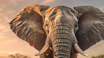 Naklejka na ściany i meble african elephant created with Generative AI technology