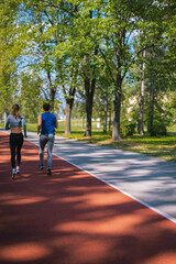 Fototapeta premium Two adults running