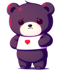 Cute anime like teddy bear character. Ai generated, Transparent background