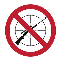Vector silhouette of no gun sign on white background. Prohibition symbol.