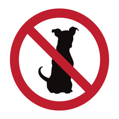 Vector silhouette of no dog sign on white background. Prohibition symbol.