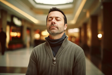 Obraz premium Portrait of a handsome middle-aged man in a shopping center