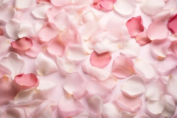 Fototapeta premium Soft pink and white abstract background with rose petals, Generative ai