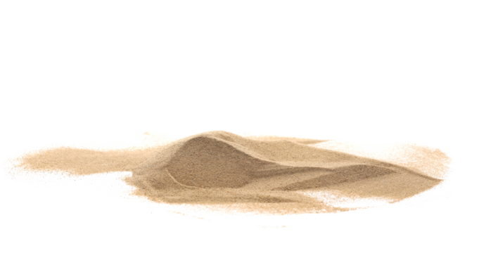 Pile desert sand dune isolated on white, clipping path