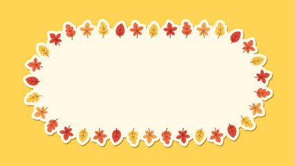 Autumn leaves frame. Wreath of fall leaves, Halloween, Thanksgiving border template. Vector illustration.