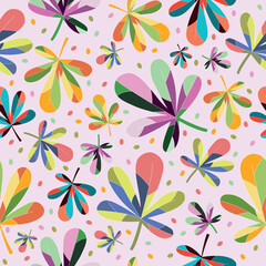 Fototapeta na wymiar Seamless pattern with leaves, abstract colorful leaves on a gentle background
