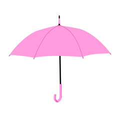 Pink, opened umbrella, close-up, isolated, on a transparent and white background. Icon, element for design decoration. Vector illustration, image, graphic design.