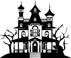 Halloween Castle Line Art