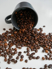 Spilled Coffee Beans from Fallen Cup - Aromatic Accident