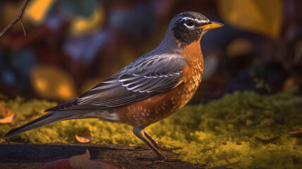 Fototapeta premium american robin bird created with Generative AI technology