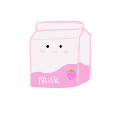 Hand drawn cute strawberry milk