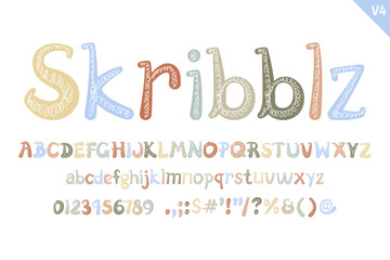 Handcrafted Skribblz Letters. Color creative art typographic design