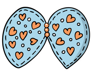 Cute blue bow with orange heart illustration