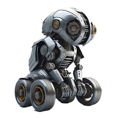 Futuristic robot with wheels, Future robot helper, isolated, transparent background, no background. PNG. Generative AI.