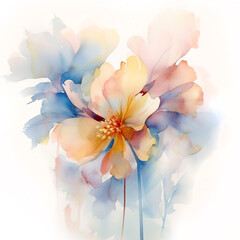 Watercolor subtle flowers on white background 