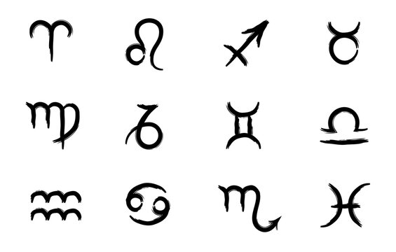 Full editable set of zodiac signs. Astrology.