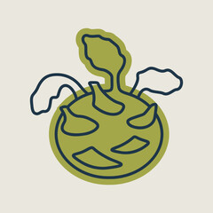 Kohlrabi or German Turnip isolated vector icon