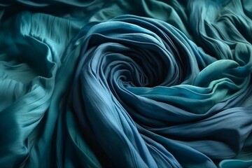 Background with blue textile, fabric. 