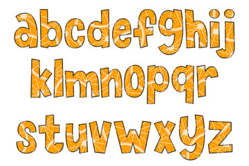 Handcrafted Orange Letters. Color Creative Art Typographic Design