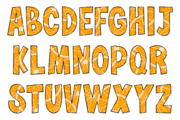 Handcrafted Orange Letters. Color Creative Art Typographic Design