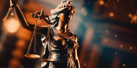 Legal and law concept statue of Lady Justice with scales of justice, financial freedom - obrazy, fototapety, plakaty