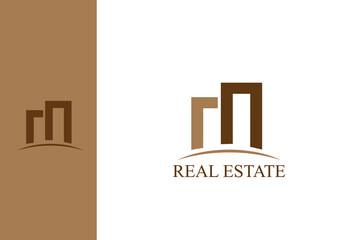 m and n letters building city real estate business logo concept - obrazy, fototapety, plakaty