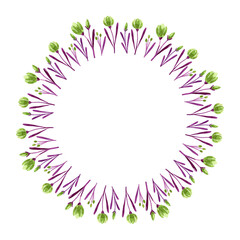 Hand painted frame made of tiny green flowers