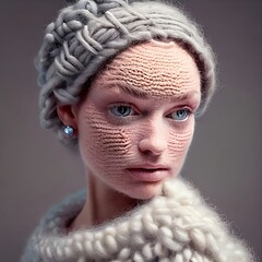 portrait of a person woolitize woman blue eye AI-generated