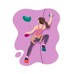 Woman Climbing Sport Cartoon illustration vector