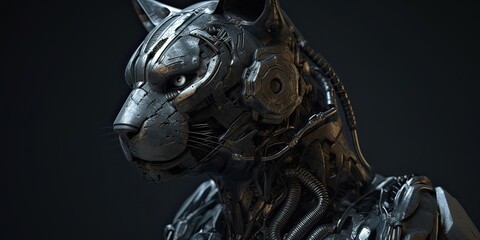 Very beautiful graceful metal robot cat