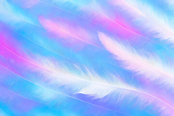 Fototapeta na wymiar Abstract background with feathers on a cyan lilac background. Generative Ai.