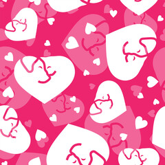 Cat and dog in shape of a heart seamless vector pattern